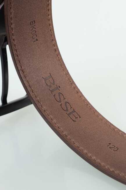 Erkek Kenar Dikişli Tokalı Kahve Kemer - 4