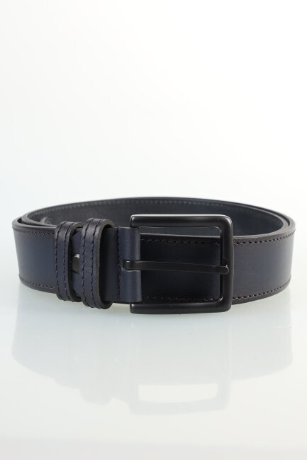 Erkek Kenar Dikişli Tokalı Lacivert Kemer Lacivert