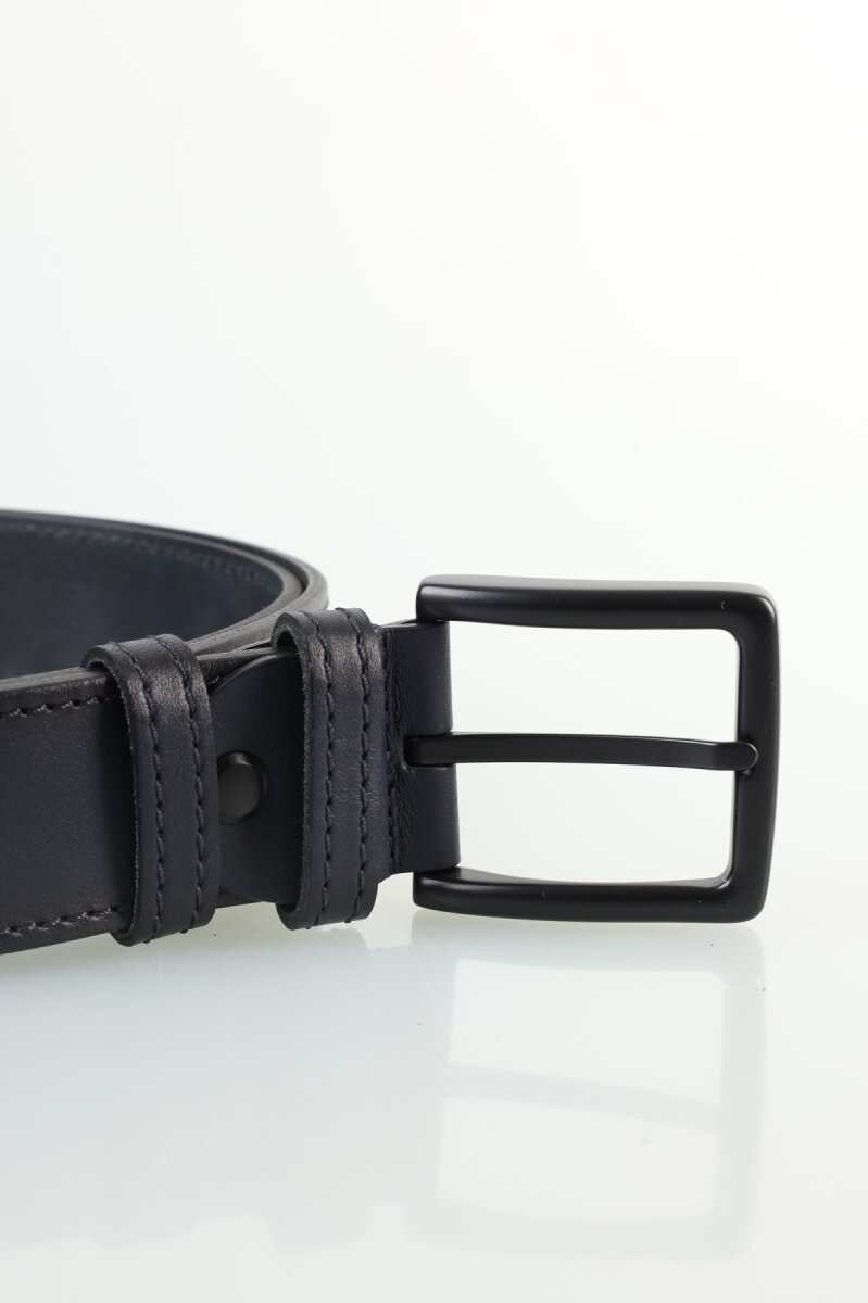 Erkek Kenar Dikişli Tokalı Lacivert Kemer - 2