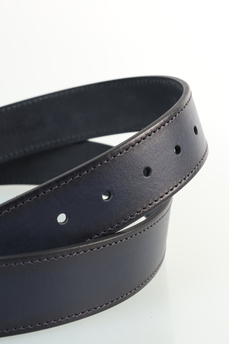 Erkek Kenar Dikişli Tokalı Lacivert Kemer - 3