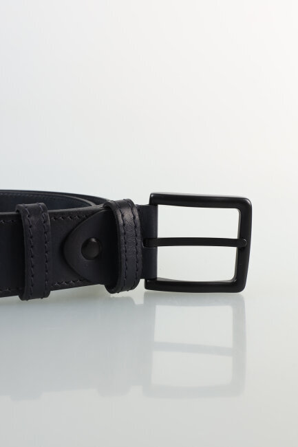 Erkek Kenar Dikişli Tokalı Siyah Kemer - 2