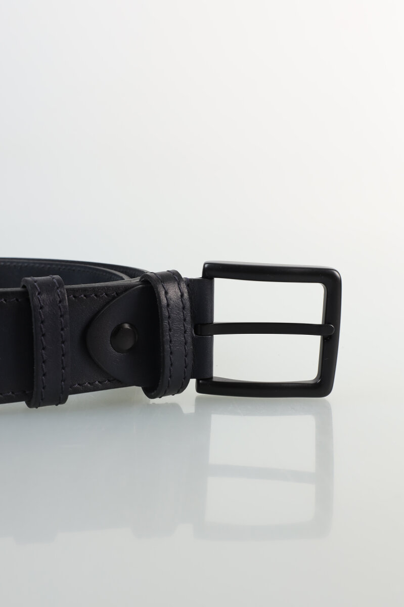 Erkek Kenar Dikişli Tokalı Siyah Kemer - 2