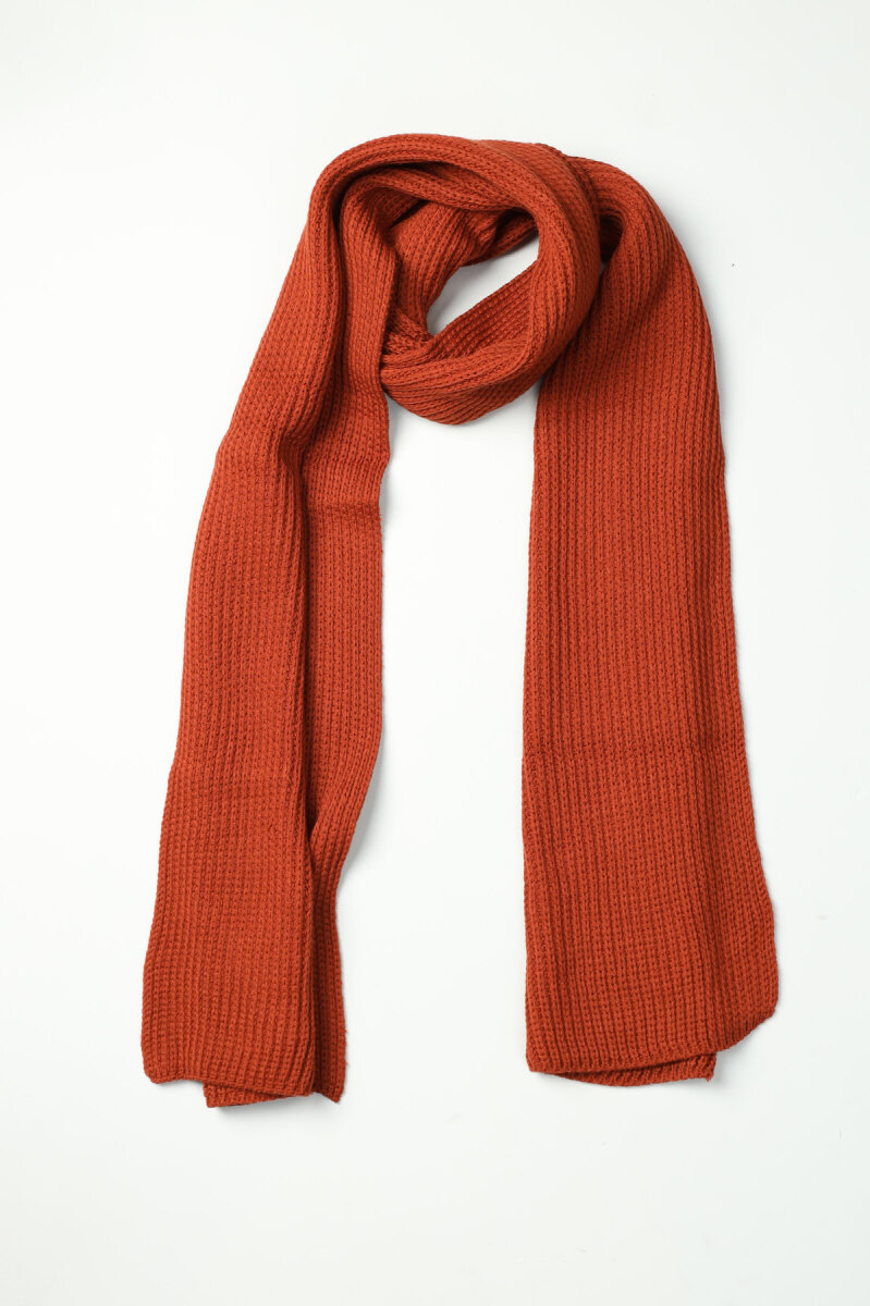 Erkek Kiremit Düz Bere Kaşkol Seti - 4