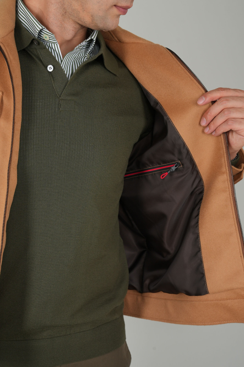 Erkek Kısa Kaşe Mont Camel - 4