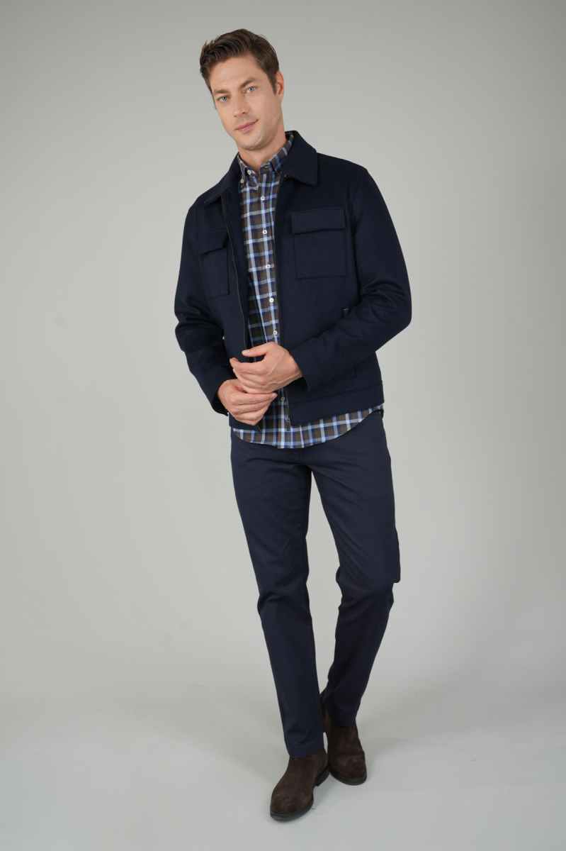 Erkek Kısa Kaşe Mont Lacivert - 5