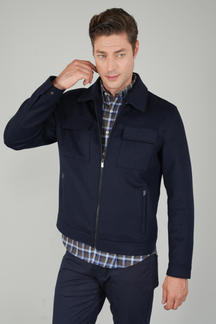 Erkek Kısa Kaşe Mont Lacivert