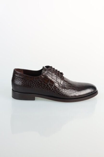 Erkek Kösele Gerçek Deri Kroko Kahve Ayakkabı - 2