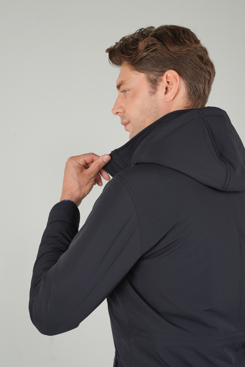 Erkek Lacivert Casual Kapüşonlu Mont - 4