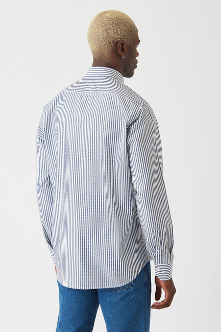 Erkek Lacivert Desenli Regular Fit Günlük Spor Gömlek - 2