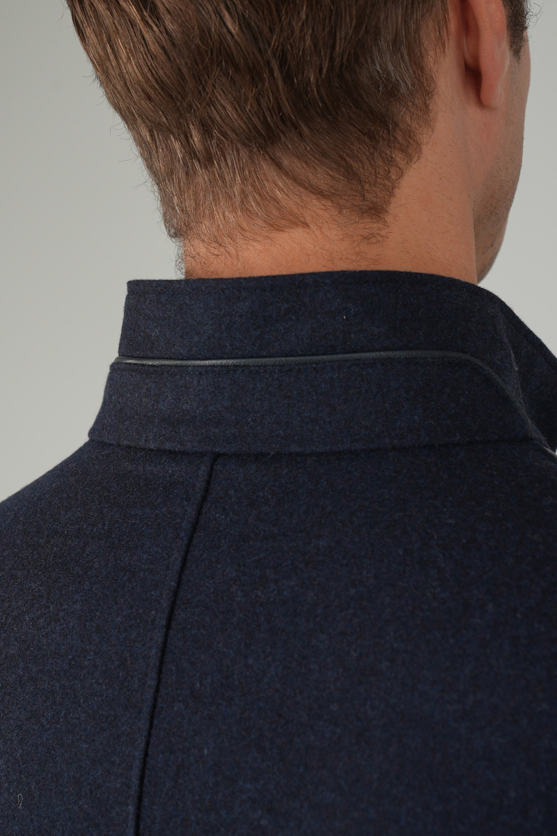 Erkek Lacivert Kaşe Flanel Mont - 5