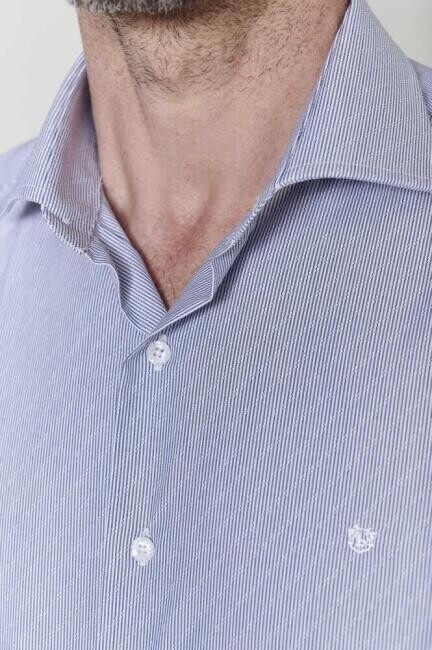 Erkek Lacivert Pamuk Regular Fit İtalyan Yaka Klasik Gömlek - 3