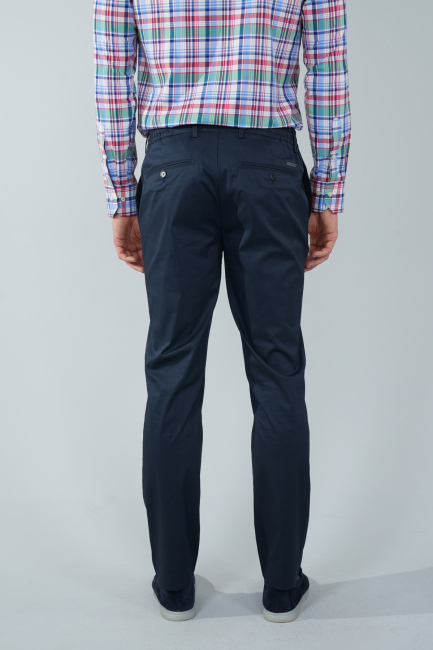 Erkek Lacivert Pamuklu Comfort Lastikli Bağcıklı Spor Pantolon - 2