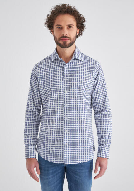 Erkek Lacivert Regular Fit Spor Pamuk Gömlek - 1