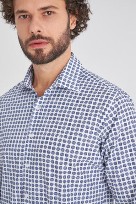 Erkek Lacivert Regular Fit Spor Pamuk Gömlek - 3