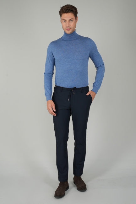 Erkek Lastikli Bağcıklı Spor Jagger Lacivert Pantolon - 5