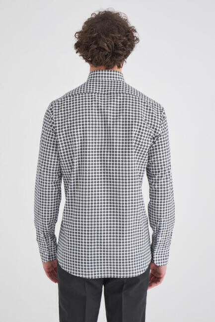 Erkek Mavi Klasik Yaka Uzun Kollu Regular Fit Spor Gömlek - 2