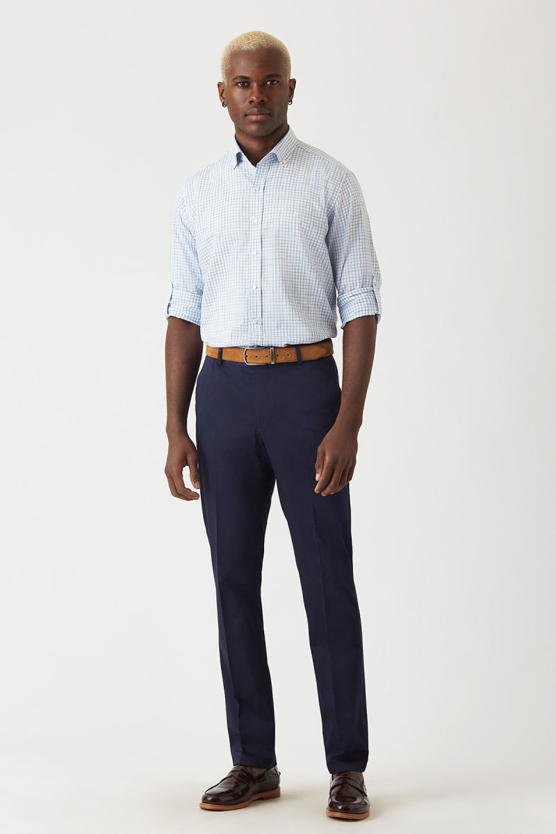 Erkek Mavi Pamuk Regular Fit Spor Gömlek - 4