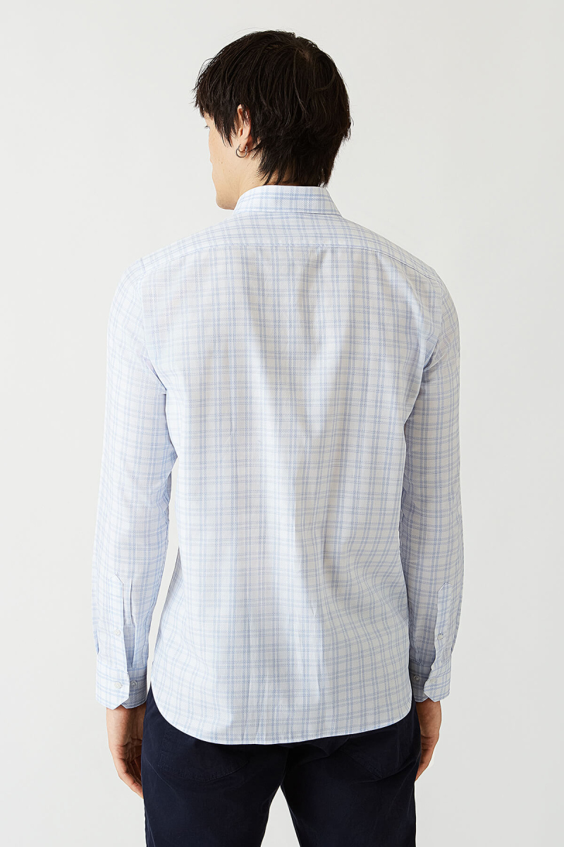 Erkek Mavi Paşa Yaka Regular Fit Spor Erkek Gömlek - 2