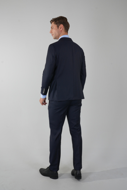 Erkek Mono Yaka 4 Drop Takım Elbise Lacivert (1)