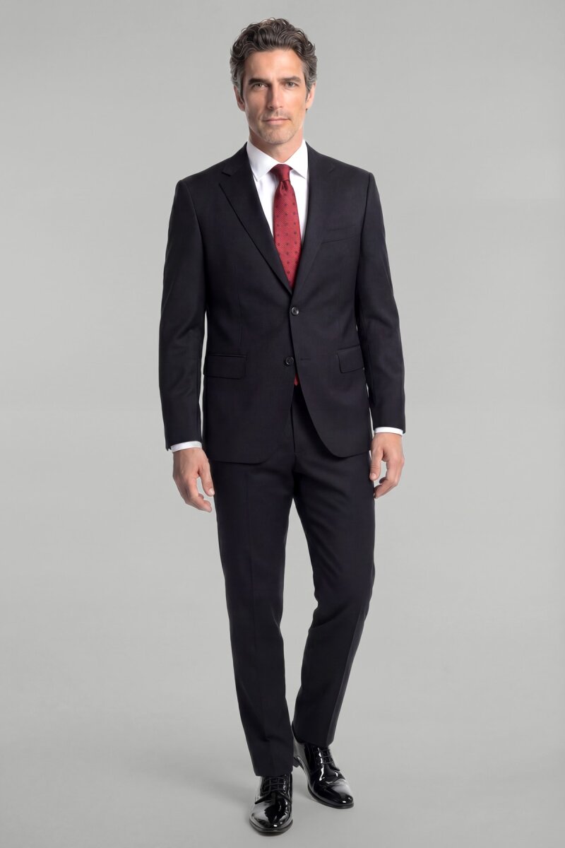 Erkek Mono Yaka 4 Drop Takım Elbise Sıyah - 3