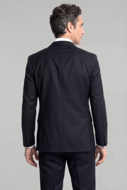 Erkek Mono Yaka 4 Drop Takım Elbise Sıyah - 2
