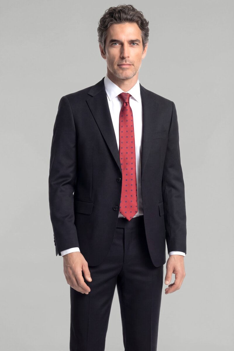 Erkek Mono Yaka 4 Drop Takım Elbise Sıyah - 1