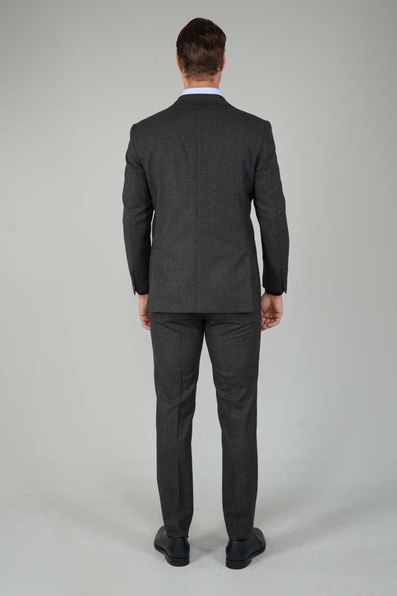 Erkek Mono Yaka Çift Yırtmaçlı 6 Drop Antrasit Takım Elbise (1)