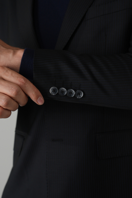 Erkek Mono Yaka Çift Yırtmaçlı 6 Drop Siyah Ceket  - 5