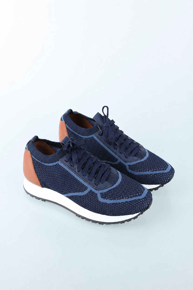 Lacivert Deri Sneaker Nubuk Ayakkabı - 1