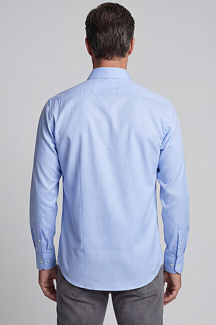 Erkek Oxford Spor Pamuk Mavi Gömlek - 2