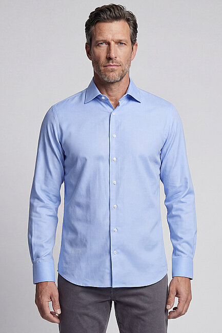 Erkek Oxford Spor Pamuk Mavi Gömlek - 1