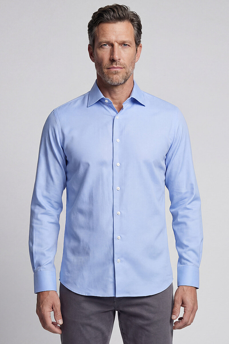 Erkek Oxford Spor Pamuk Mavi Gömlek - 1