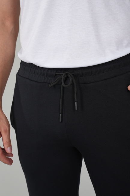 Erkek Pamuk Likralı Siyah Eşofman Altı - 3