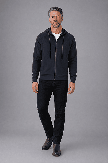 Black Cotton Polyester Likrali Eşofman Üstü Suit (0)
