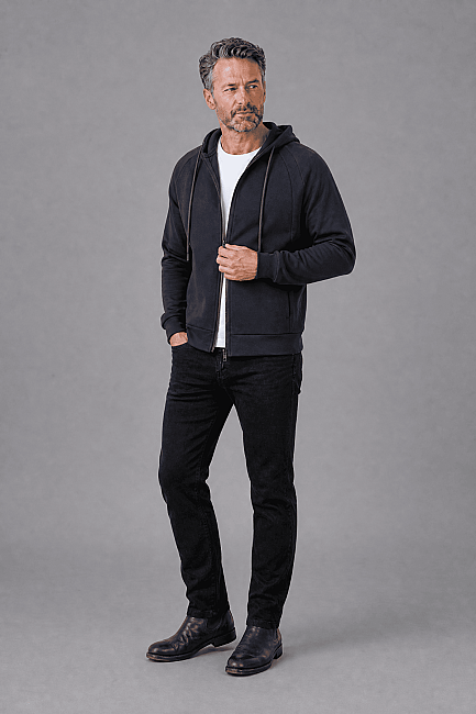 Black Cotton Polyester Likrali Eşofman Üstü Suit (4)