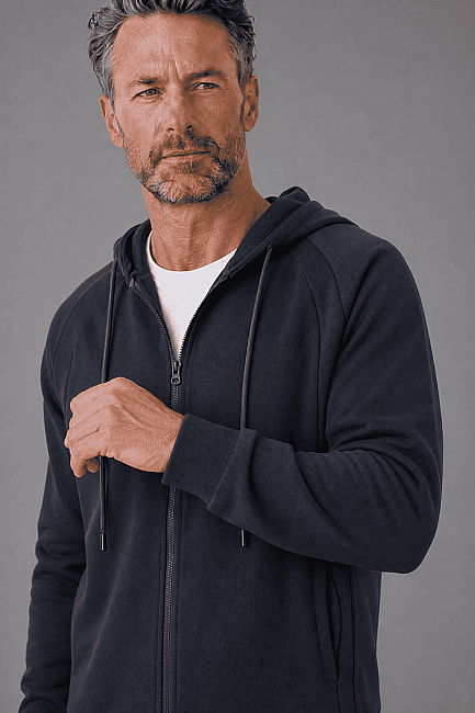 Black Cotton Polyester Likrali Eşofman Üstü Suit (2)