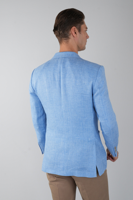 Erkek Platinum Regular Fit Keten Ceket Açık Mavi (1)