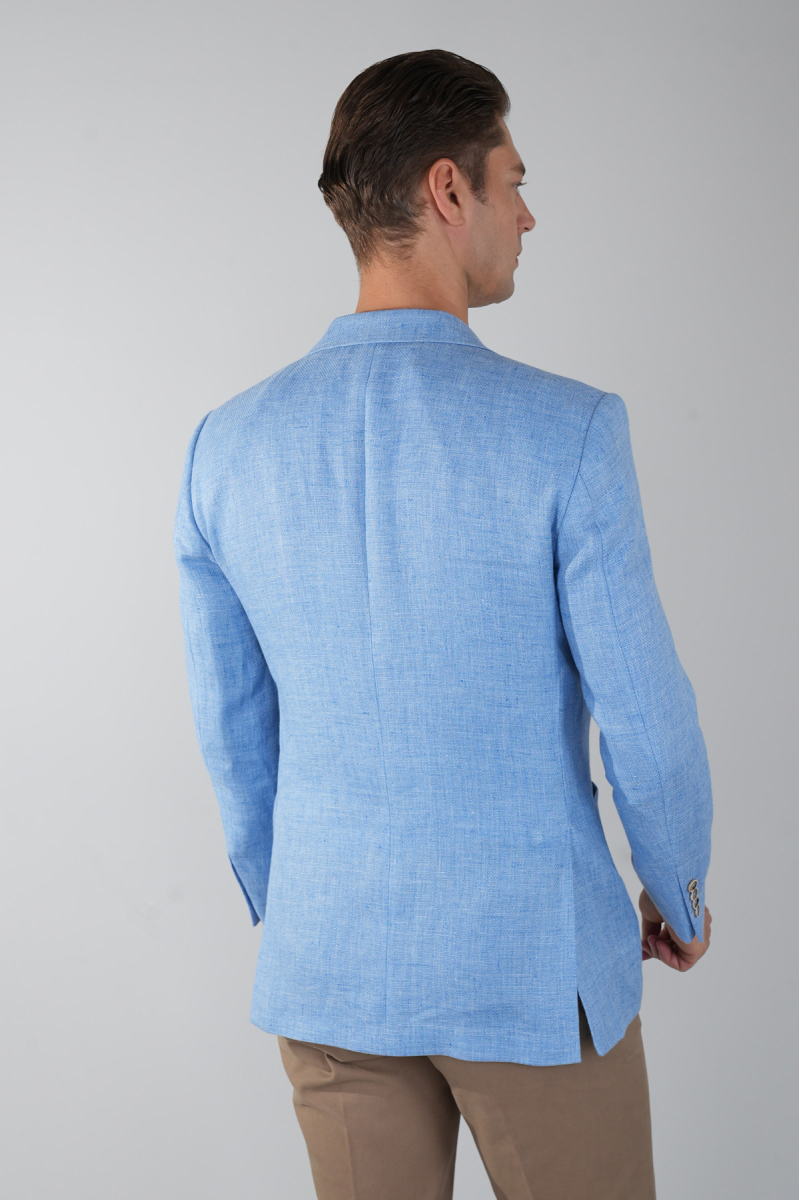 Erkek Platinum Regular Fit Keten Ceket Açık Mavi (1)