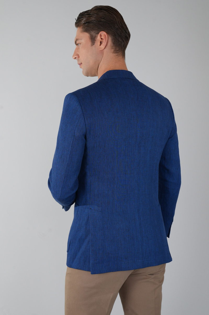 Erkek Platinum Regular Fit Keten Ceket Lacivert - 1