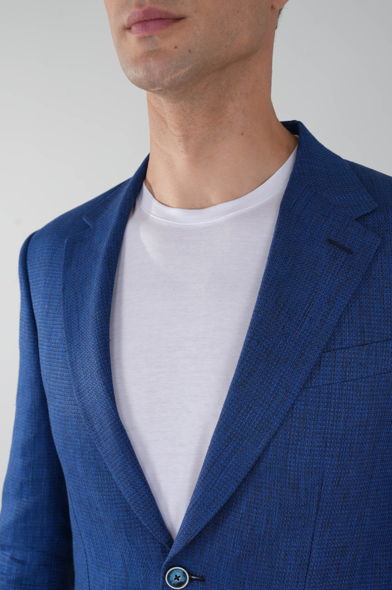 Erkek Platinum Regular Fit Keten Ceket Lacivert - 2