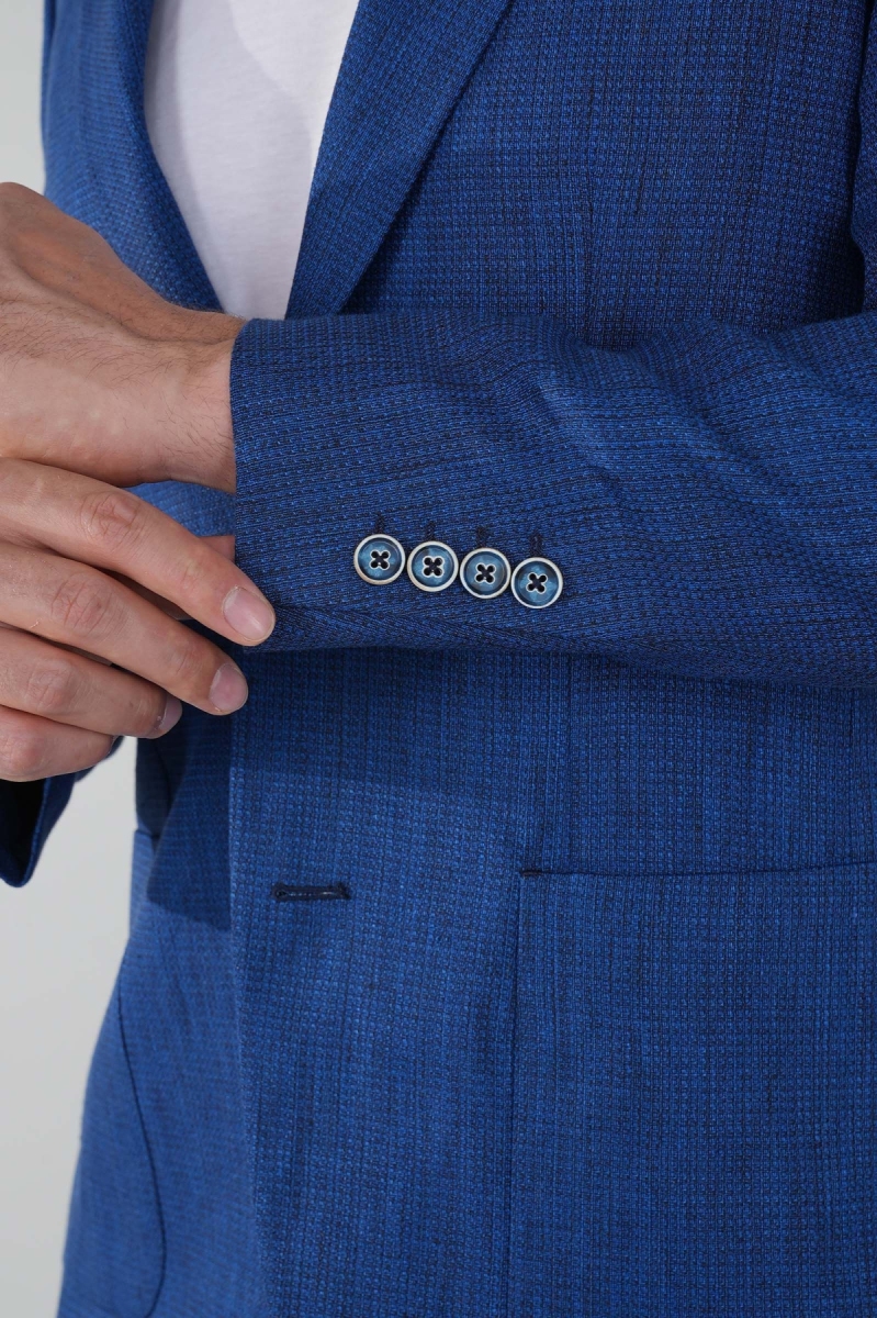 Erkek Platinum Regular Fit Keten Ceket Lacivert - 3