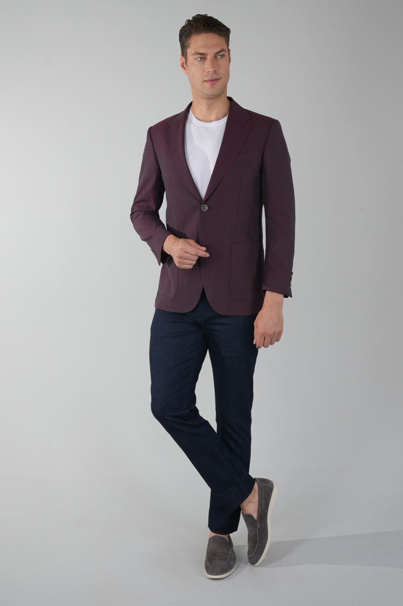 Erkek Platinum Regular Fit Keten Ceket Mavi - 5