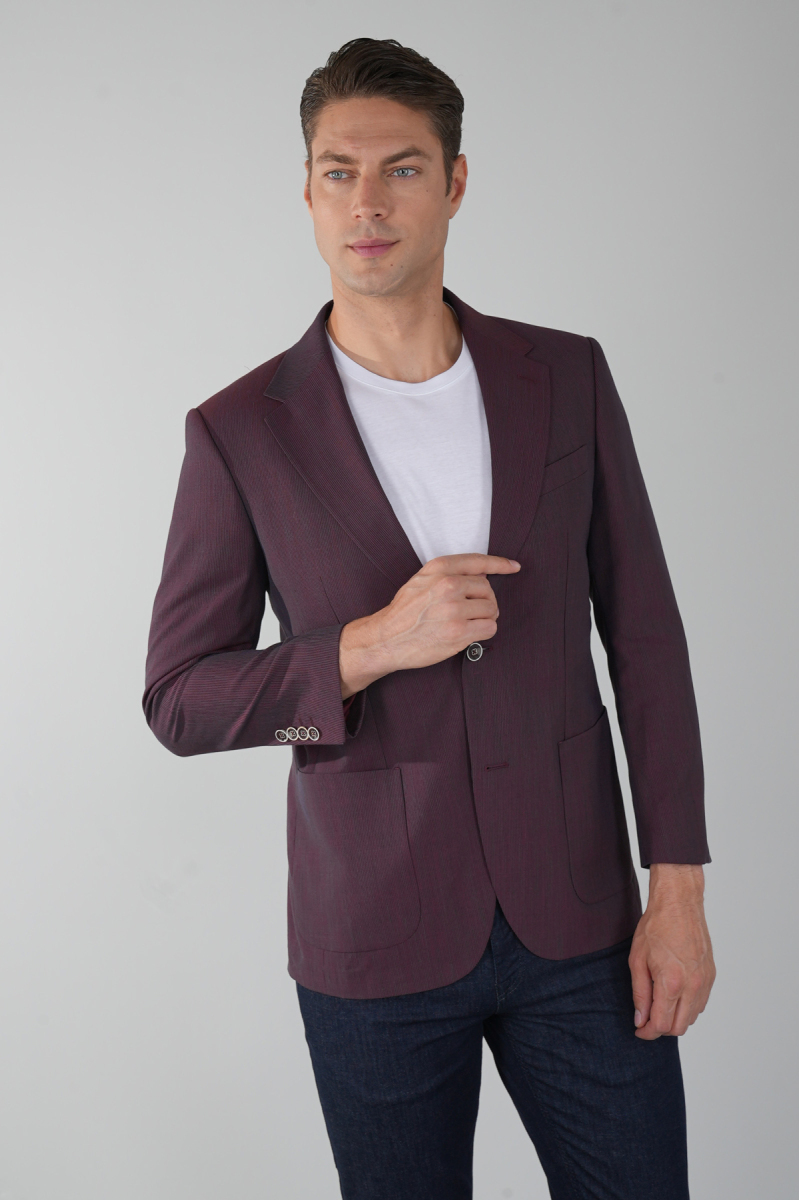 Erkek Platinum Regular Fit Keten Ceket Mavi