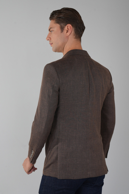 Erkek Platinum Regular Fit Torba Cep Yün Ceket Kahve (1)