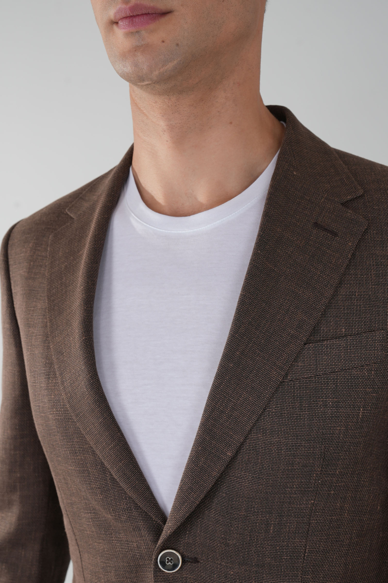 Erkek Platinum Regular Fit Torba Cep Yün Ceket Kahve - 3