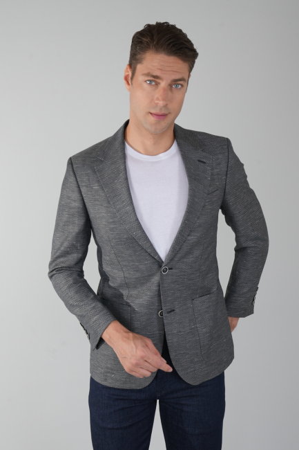 Erkek Platinum Regular Fit Torba Cep Yün Ceket Siyahh