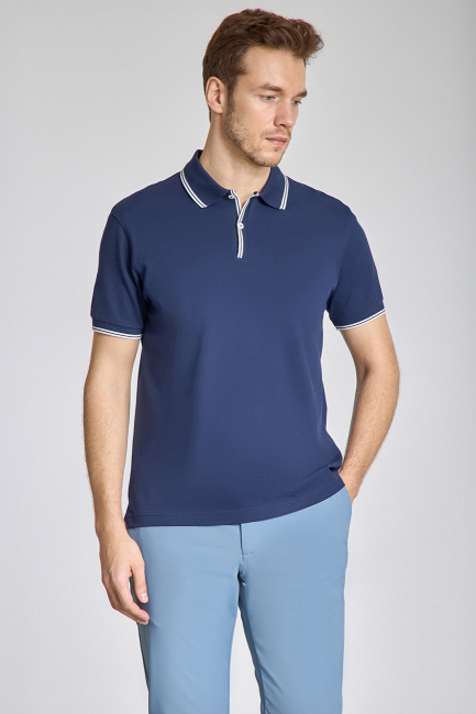 Erkek Polo Yaka Düğmeli Tshirt Lacivert - 3