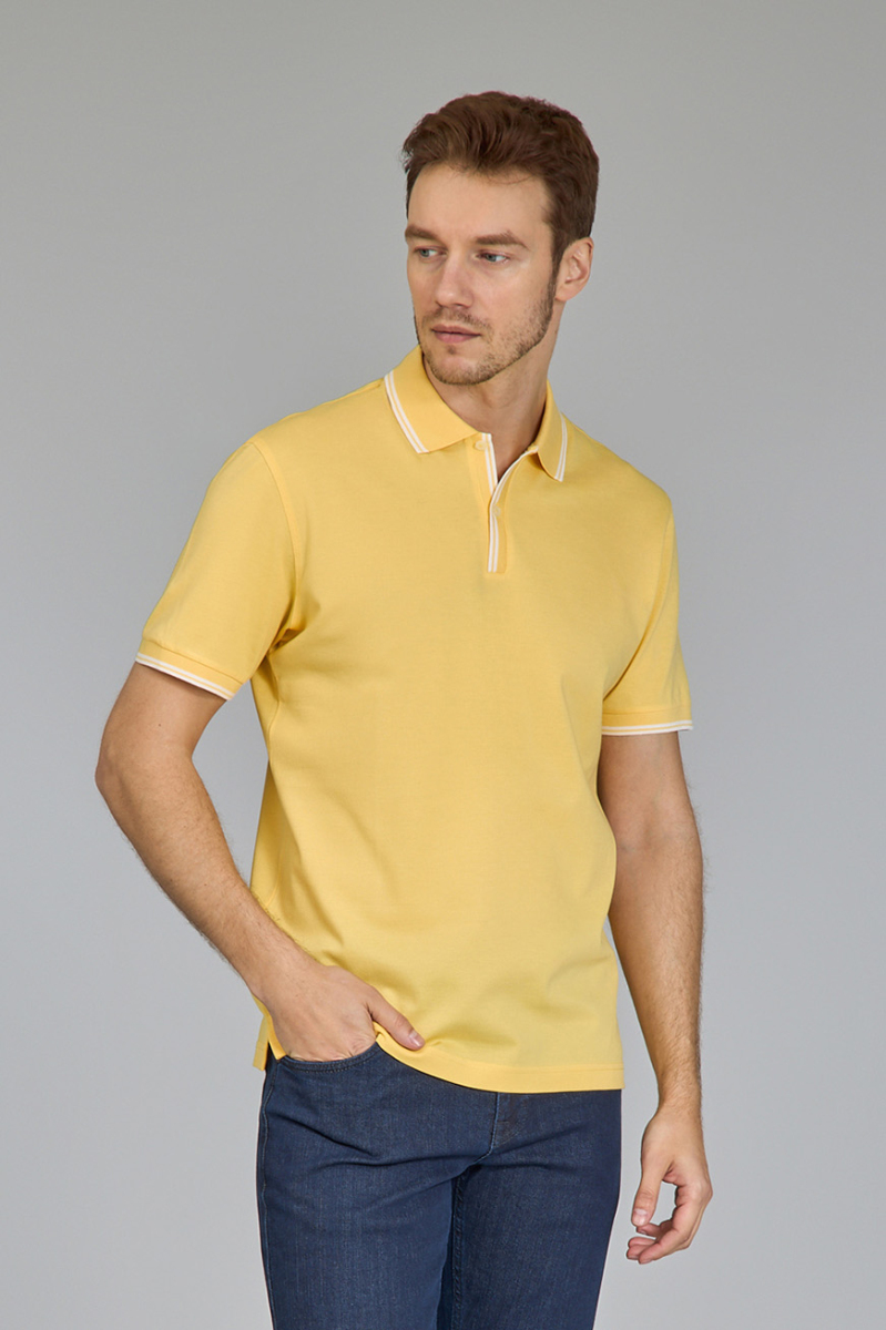 Erkek Polo Yaka Düğmeli Tshirt  Sarı - 2