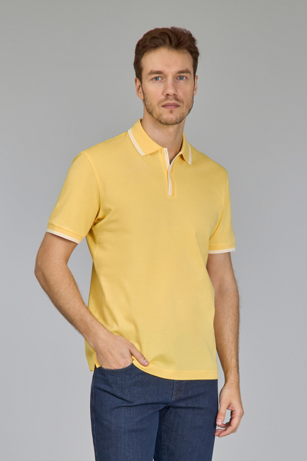 Erkek Polo Yaka Düğmeli Tshirt  Sarı - 4