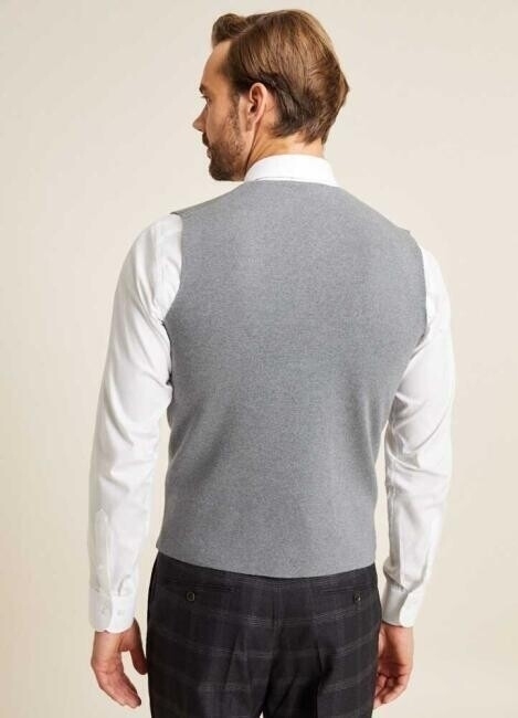 Erkek Regular Fit Cepli Triko Yelek Gri (1)